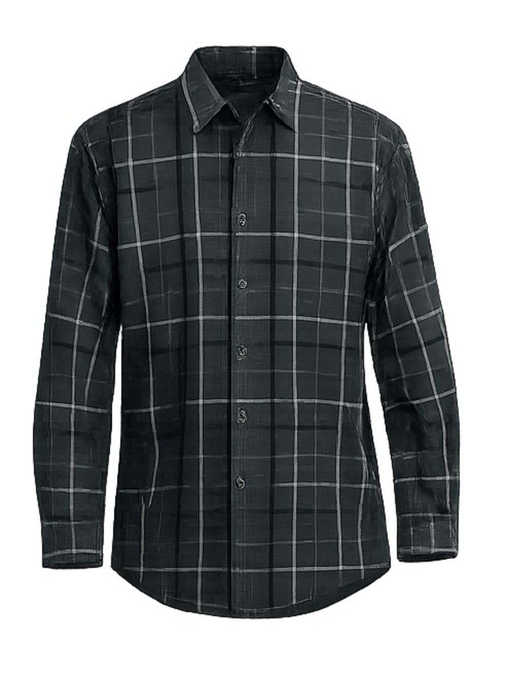 Haggar Men's Green Plaid Casual Button Down Shirt